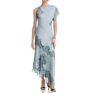 A.L.C. Alessia Lace Inset Asymmetrical Dress in Slate Blue